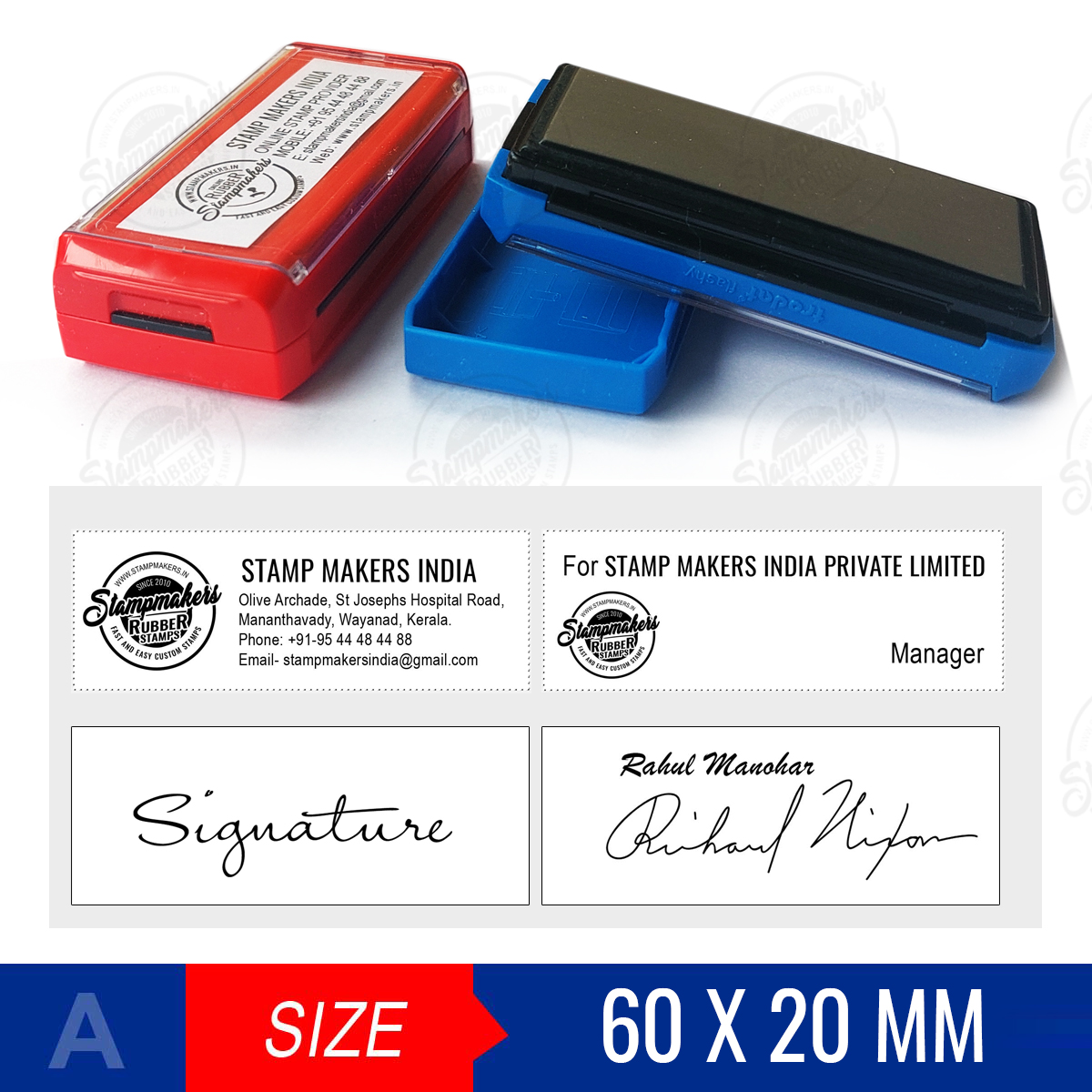Signature Stamp with Name / Pocket Stamp 60x20 mm :: Online Stamp Makers  India, Stamp Makers Online, Online Rubber Stamp Suppliers